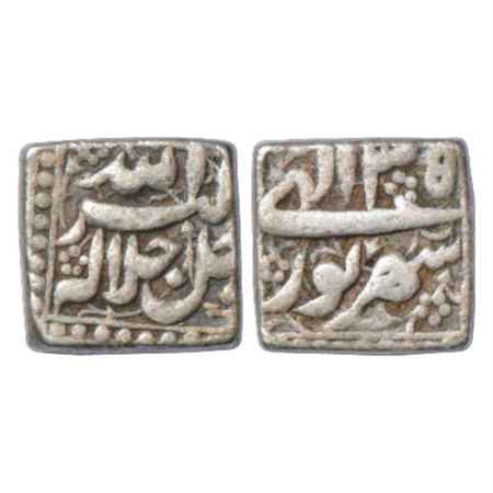 Akbar (1556-1605 AD), Silver Square Rupee, 'Mintless' type, Shahrewar 35, KM 90.1. Very Fi