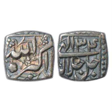 Akbar (1556-1605 AD), Silver Square ½ Rupee, 'Mintless' type, Ilahi 34, KM 64.1. Nicely to