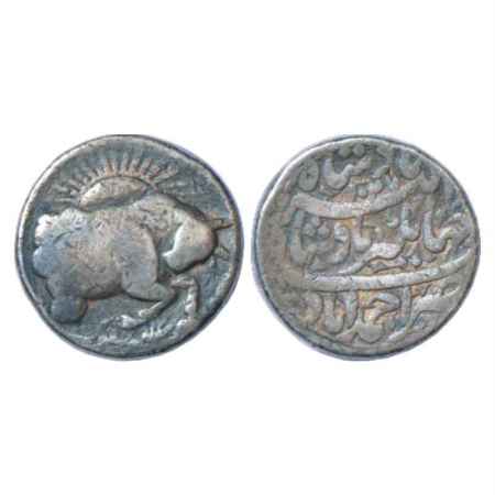 Jahangir (1605-1627 AD), Silver Zodiacal Rupee, 'Taurus' sign, Ahmadabad Mint, AH 1027/RY 