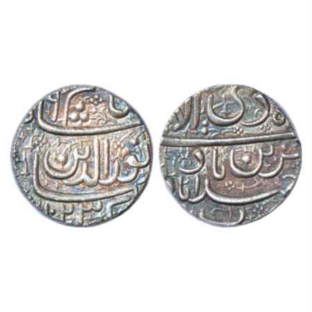 Jahangir (1605-1627 AD), Silver Rupee, Ahmadabad Mint, 'Muzaiyan' Couplet, Di, AH 1023/RY 