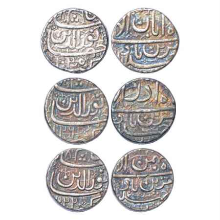 Jahangir (1605-1627 AD), Silver Rupee (3), Ahmadabad Mint, 'Muzaiyan' Couplet, Aban, AH 10