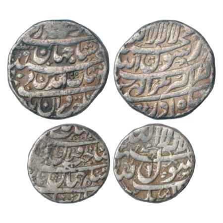 Shah Jahan (1628-1658 AD), Silver Rupee (2), 1x Akbarnagar Mint, Azar, AH x039 and 1x with