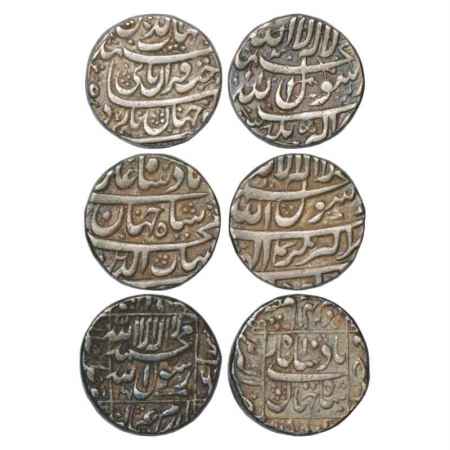 Shah Jahan (1628-1658 AD), Silver Rupee (3), Akbarnagar Mint, 1x AH 1038, 1x RY 4 and 1x A