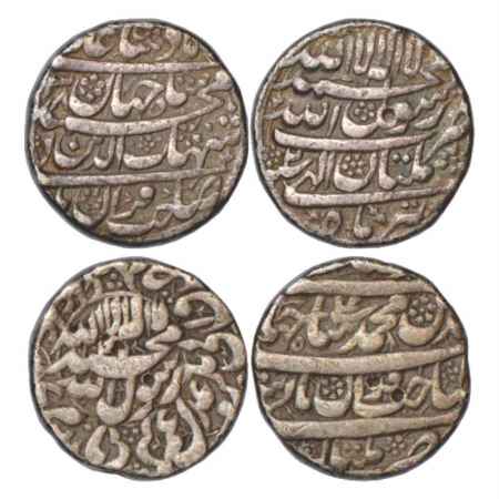 Shah Jahan (1628-1658 AD), Silver Rupee (2), Multan Mint, Tir, AH xx38/RY 2, KM 224.15 and