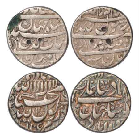 Shah Jahan (1628-1658 AD), Silver Rupee (2), 1x Qandhar (Deccan) Mint, Aban, AH xx40/RY 5,