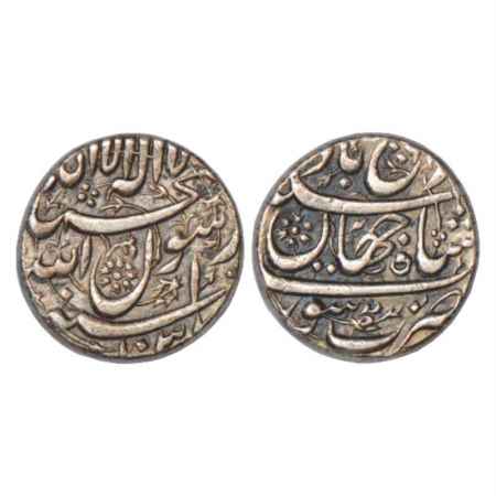 Shah Jahan (1628-1658 AD), Silver Rupee, Surat Mint, AH 1037/RY 1 (Ahd), word Raij on reve