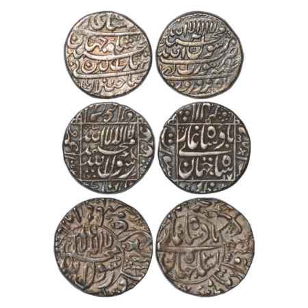 Shah Jahan (1628-1658 AD), Silver Rupee (3), Surat Mint, Farwardin 4x, KM 224.23, AH 1054/