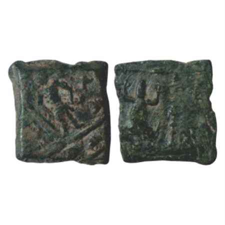 Ujjain, Uninscribed die-struck coin of the 'Standing man' type (150-100 BC), 2.62g. Obv: M