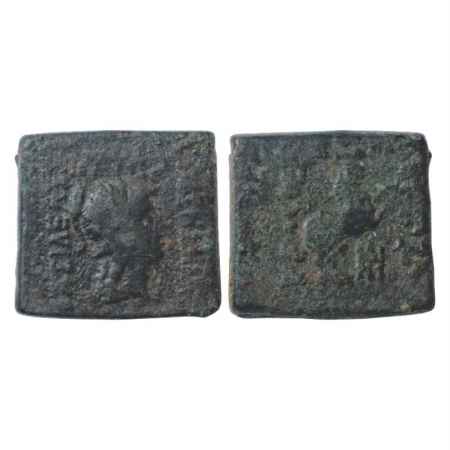 Indo-Greeks, Menander I (155-130 BC), Bronze Quadruple Unit, BN series 24, 41.43g. Obv: He