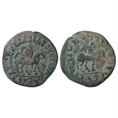 Indo-Scythians, Azes (58-30 BC), Bronze Heavy Unit, ISCH 91.2, 24.68g. Obv: King mounted o