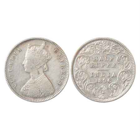 Victoria Empress, Silver ½ Rupee, 1896, Calcutta Mint, A/I/'C' Incused, PR 279. Scratches 