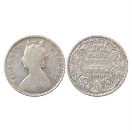 Victoria Empress, Silver ½ Rupee, 1898, Calcutta Mint, A/I/'C' Incused, PR 281. Fine, Scar