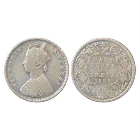 Victoria Empress, Silver ½ Rupee, 1899, Bombay Mint, A/I/'B' Incused (Inverted), PR 307. F