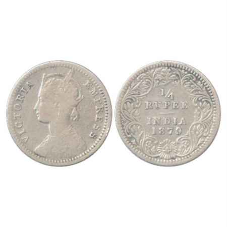 Victoria Empress, Silver ¼ Rupee, 1879, Calcutta Mint, C/II/'C' Incused, PR 384. Fine+, Ve