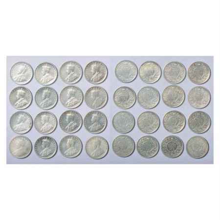 George V, Silver ½ Rupee (16), 1912, 1913, 1915, 1916, 1921, 1922, 1923, 1924, 1925, 1926,