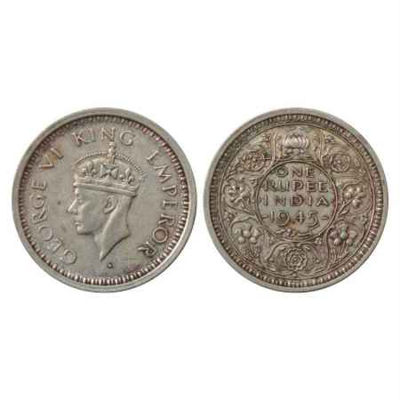 George VI, Silver Rupee, 1945, Large 5, Bombay Mint, unlisted in PR. Very Fine+, Rare.