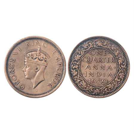 George VI, Copper ¼ Anna, 1939, Calcutta Mint, Head type II, PR 685. Very Fine, Very Scarc