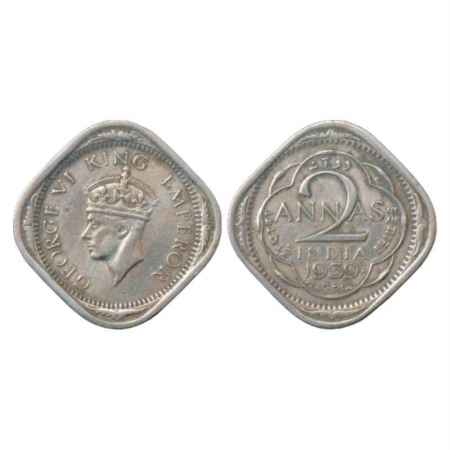 George VI, Cupro-Nickel 2 Annas, 1939, Bombay Mint, Head Type II, PR 914. Very Fine+, Very