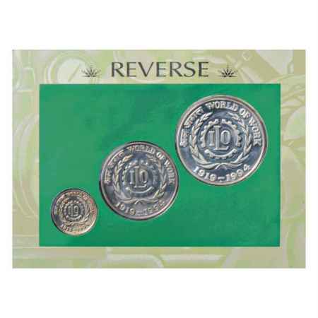 1994, World of Work, UNC set of 3 coins, 100 Rupees, 50 Rupees and 5 Rupees, Bombay Mint, 