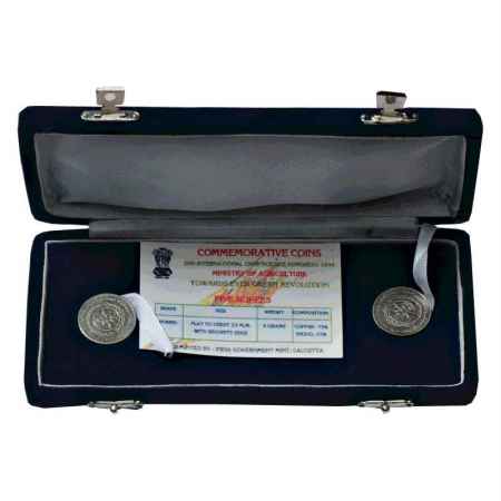 1996, 2nd International Corp Science Congress, UNC set of 2 coins, 5 Rupees, Calcutta Mint
