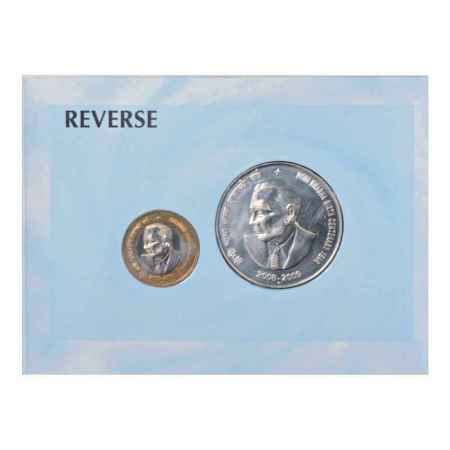 2009, Homi Bhabha Birth Centenary, UNC set of 2 coins, 100 Rupees and 10 Rupees, Mumbai Mi