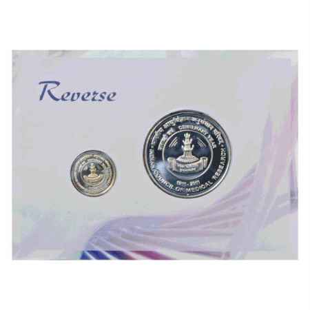 2011, Indian Council of Medical Research, UNC set of 2 coins, 100 Rupees and 5 Rupees, Mum