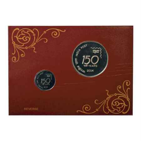 2004, 150 Years of India Post, Proof set of 2 coins, 100 Rupees and 1 Rupee, Kolkata Mint,