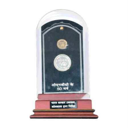 2006, 50 Years of Celebration of ONGC, Special VVIP Proof set of 2 coins, 50 Rupees and 5 