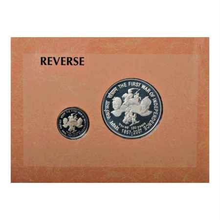 2007, 150 Years of The First War of Independence, Proof set of 2 coins, 100 Rupees and 5 R