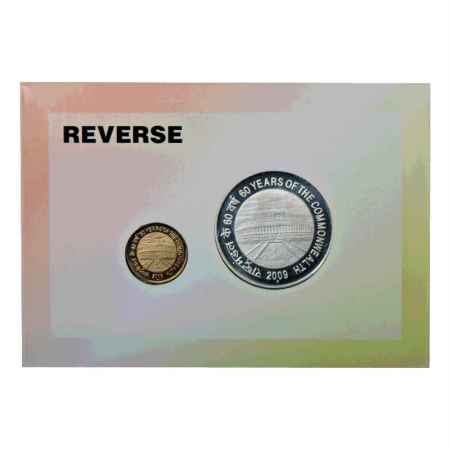 2009, 60 Years of the Commonwealth, Proof set of 2 coins, 100 Rupees and 5 Rupees, Mumbai 