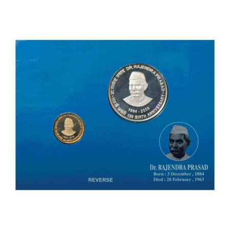 2010, 125th Birth Anniversary of Dr. Rajendra Prasad, Proof set of 2 coins, 100 Rupees and