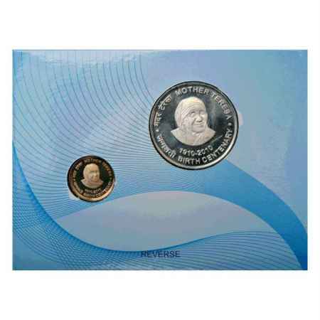 2010, Mother Teresa Birth Centenary, Proof set of 2 coins, 100 Rupees and 5 Rupees, Kolkat