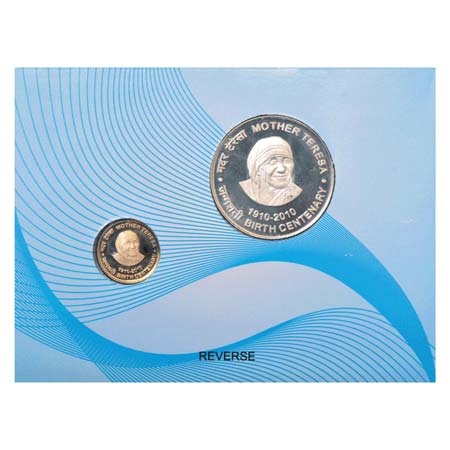 2010, Mother Teresa Birth Centenary, Proof set of 2 coins, 100 Rupees and 5 Rupees, Kolkat