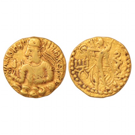 Kushans, Huvishka (155-190 AD), Gold Dinar, Gobl 297, 7.82g. Obv: Draped bust of the king 
