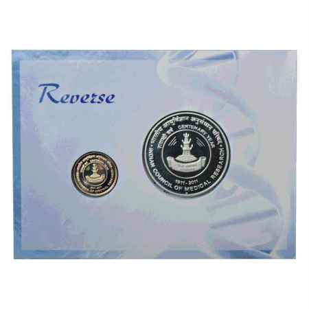 2011, Indian Council of Medical Research, Proof set of 2 coins, 100 Rupees and 5 Rupees, M