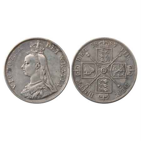 Great Britain, Silver Double Florin, 1887, 22.54g. Obv: Portrait bust of Victoria. Rev: Sc