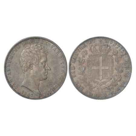 Italian State-Sardinia, Carlo Alberto, Silver 5 Lire, 1847, 'Anchor' mint mark, 24.91g. Ob