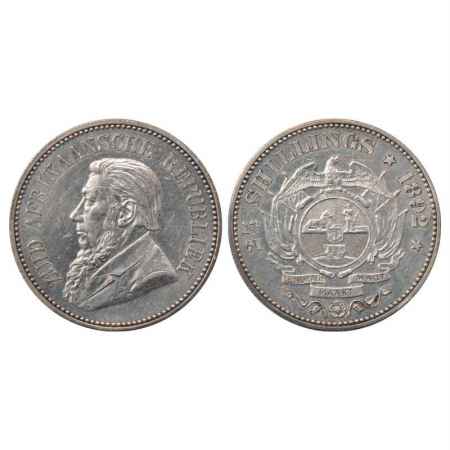 South Africa, Silver 2½ Shillings, 1892, 14.13g. Obv: Portrait bust of King. Rev: Flagged 