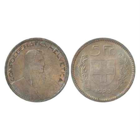 Switzerland, Silver 5 Francs, 25.07g. 1923, 'B' mint mark, KM 37. Extremely Fine, Rare.