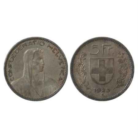 Switzerland, Silver 5 Francs, 24.93g. 1923, 'B' mint mark, KM 37. Very Fine, Very Scarce.