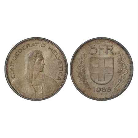 Switzerland, Silver 5 Francs, 14.98g. 1965, 'B' mint mark, KM 40. Very Fine+, Scarce.
