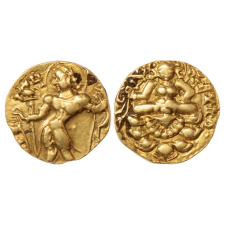 Gupta Empire, Kumaragupta I (415-455 AD), Gold Dinar of 'Archer' type, Altekar Class IV, v