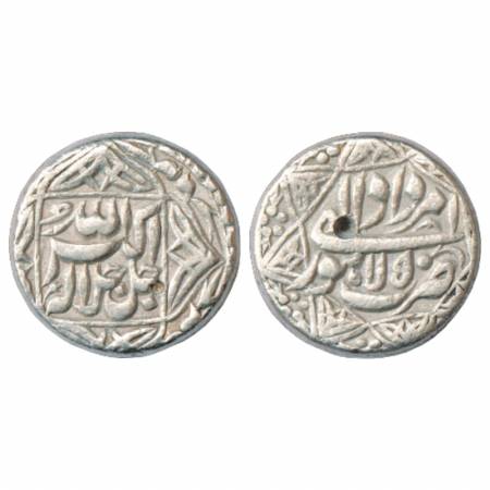 Akbar (1556-1605 AD), Silver Rupee, Lahore Mint, Amardad 50, legend within 4 pointed stars