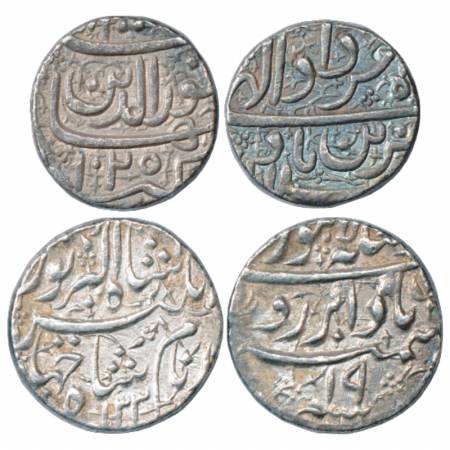 Jahangir (1605-1627 AD), Silver Rupee (2), Ahmadabad Mint, 'Muzaiyan' couplet, AH 1025, Kh