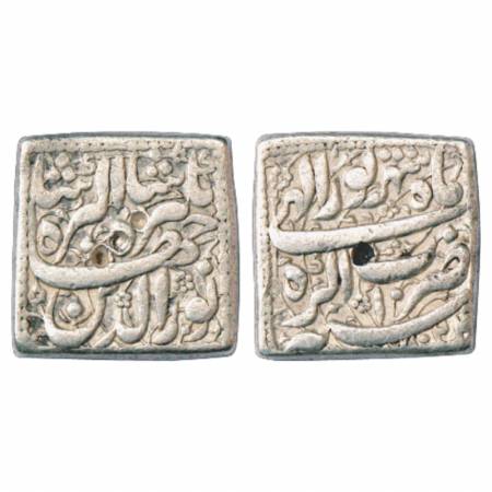 Jahangir (1605-1627 AD), Silver Square Rupee, Agra Mint, Sharewar, AH 1024/RY 10, KM 147.2
