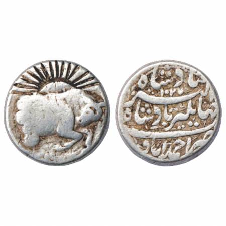 Jahangir (1605-1627 AD), Silver Zodiacal Rupee, 'Taurus' sign, Ahmadabad Mint, AH 1027/RY 