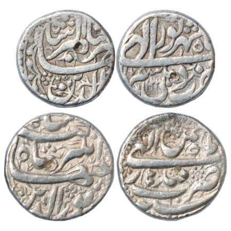 Jahangir (1605-1627 AD), Silver Rupee (2), Delhi Mint, Shahrewar, AH 1022/RY 8 and Qandhar