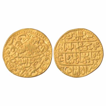 Shah Jahan (1628-1658 AD), Gold Mohur, 10.64g, Akbarabad Mint, AH1043/RY6. Obv: Kalima wit