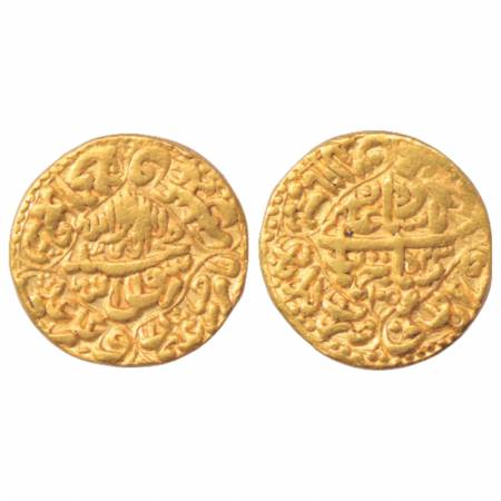 Shah Jahan (1628-1658 AD), Gold Mohur, 10.73g. Akbarabad Mint, AH 1055/RY 23. Obv: Kalima 