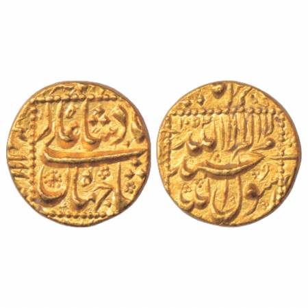 Shah Jahan (1628-1658 AD), Gold Mohur, 10.99g. Burhanpur (off flan) Mint by style, AH 1054